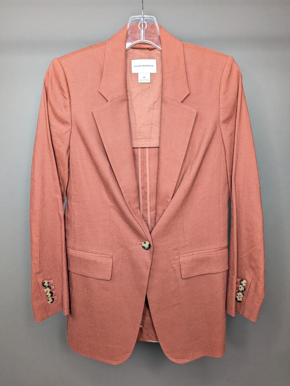 Club Monaco Blush Redwood Single-Button Blazer